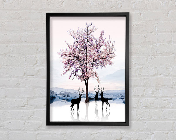 Pink Blossom Deer Framed Print