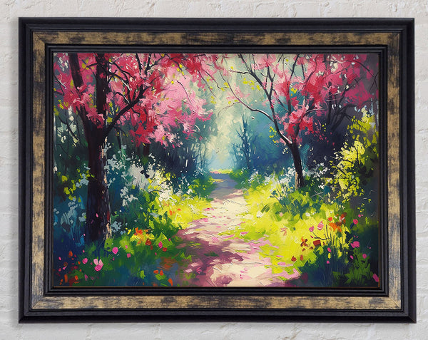 Pink Blossom Forest Framed Print