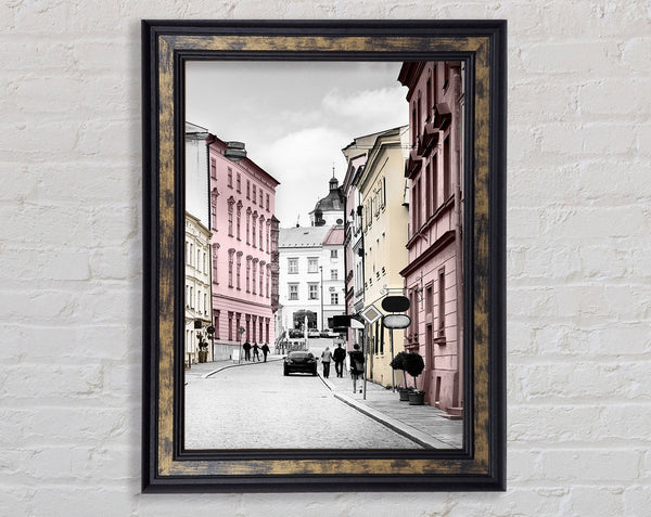 Pink Buildings Street View Framed Print