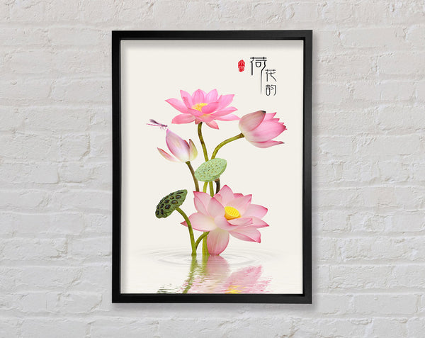 Pink Flower In Water Framed Print