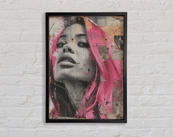 Pink Haired Girl Framed Print