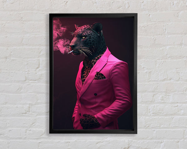 Pink Jacket Leopard Framed Print