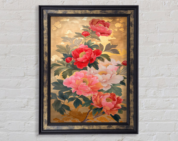 Pink Peony Flowers Framed Print