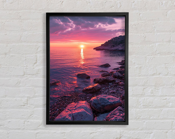 Pink Sunset Cliffs Framed Print