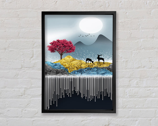 Pink Tree Mountain Framed Print