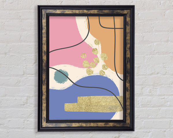 Pink  Orange And Blue Shapes Framed Print