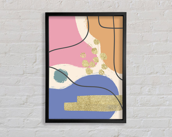 Pink  Orange And Blue Shapes Framed Print