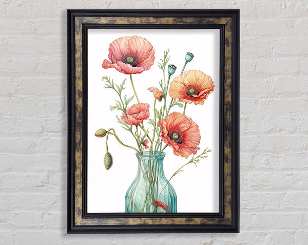 Poppies In A Vase Framed Print