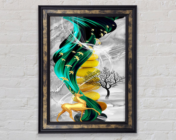 Prancing Reindeer Framed Print