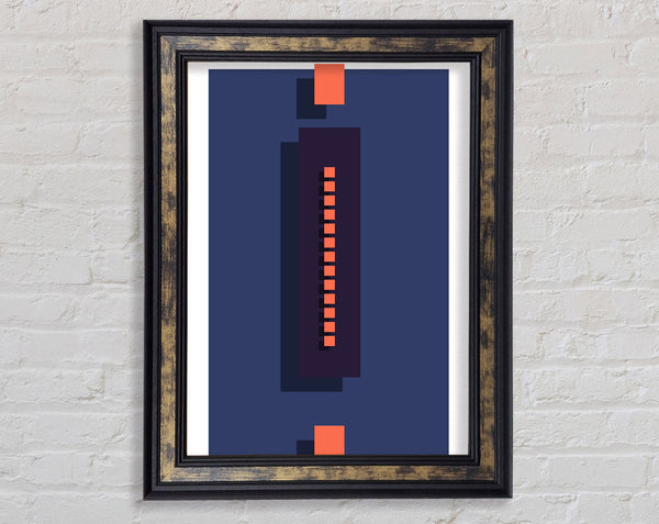 Purple Rectangle With Orange Dots Framed Print
