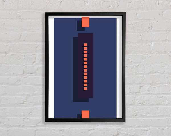 Purple Rectangle With Orange Dots Framed Print