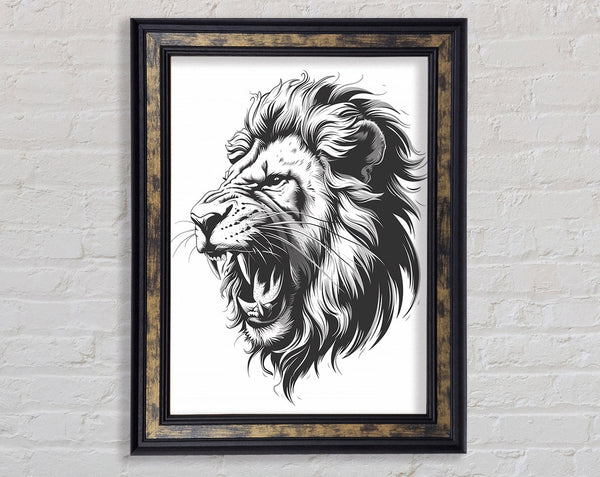 Raging Lion Framed Print