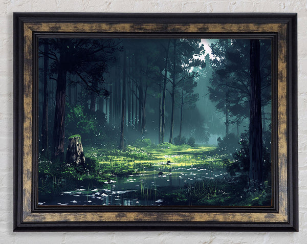 Rainy Forest Framed Print