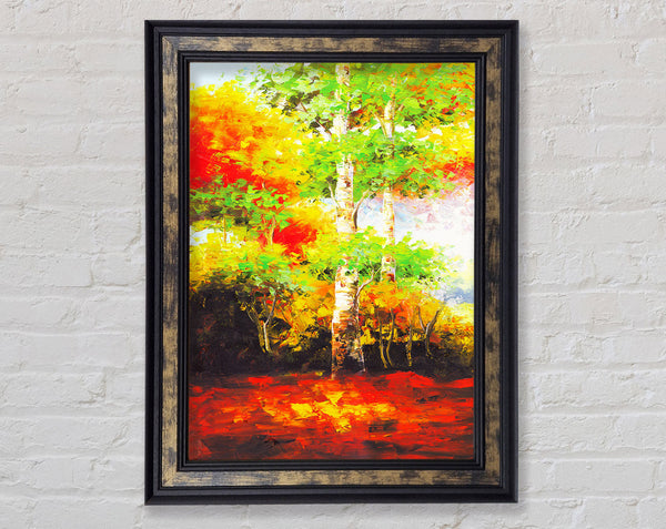 Red And Green Tree Framed Print
