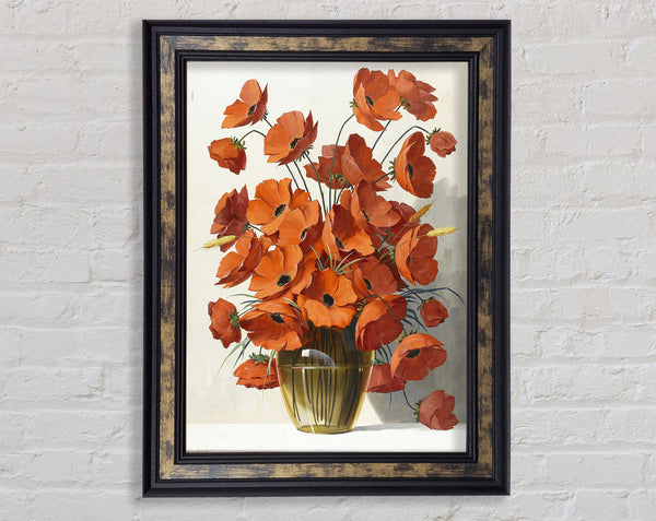 Red Flowers In A Vase Framed Print