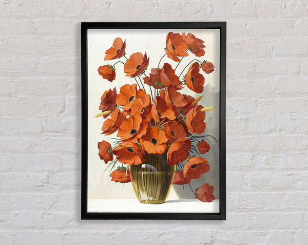 Red Flowers In A Vase Framed Print