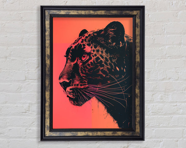 Red Jaguar Face Framed Print
