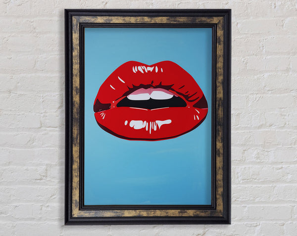 Red Lips Pop Art Framed Print