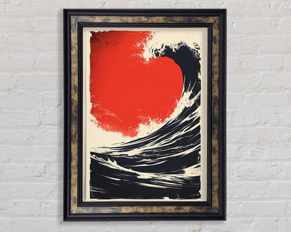 Red Sky Wave Framed Print
