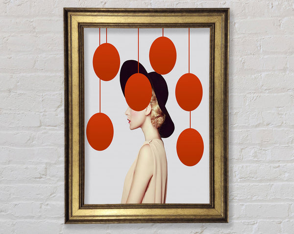 Red Spots  White Hat Framed Print
