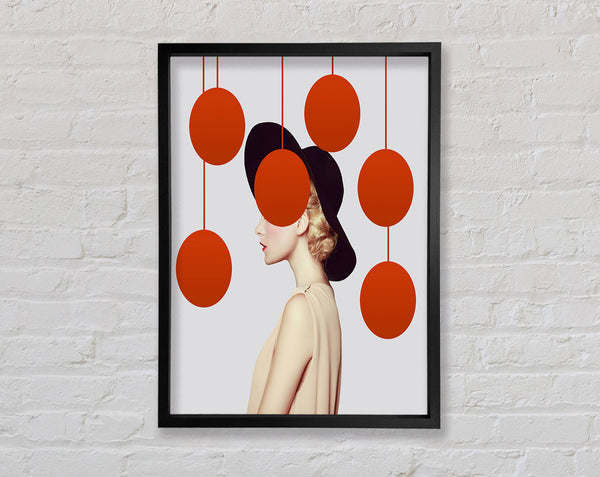 Red Spots  Black Hat Framed Print
