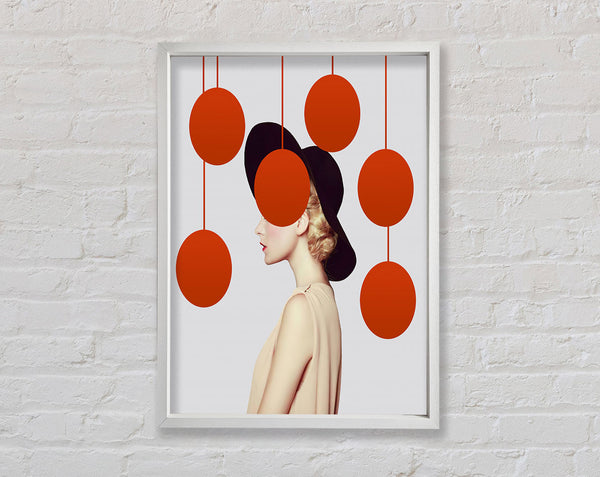 Red Spots  White Hat Framed Print