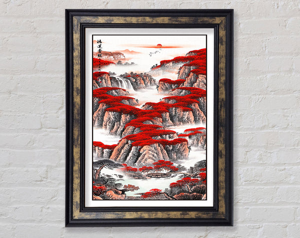 Red Tree Landscape Framed Print