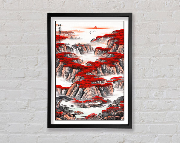 Red Tree Landscape Framed Print
