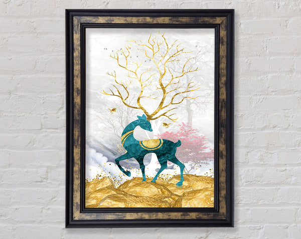 Reindeer Tree Horns Framed Print