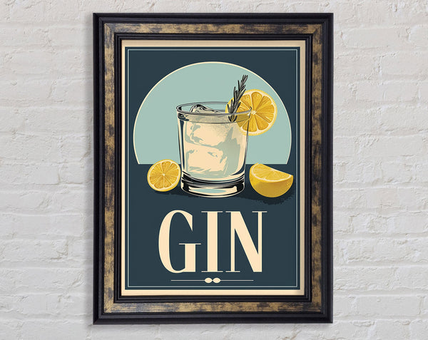 Retro Gin Poster Framed Print
