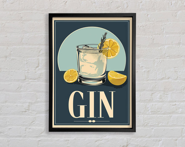 Retro Gin Poster Framed Print