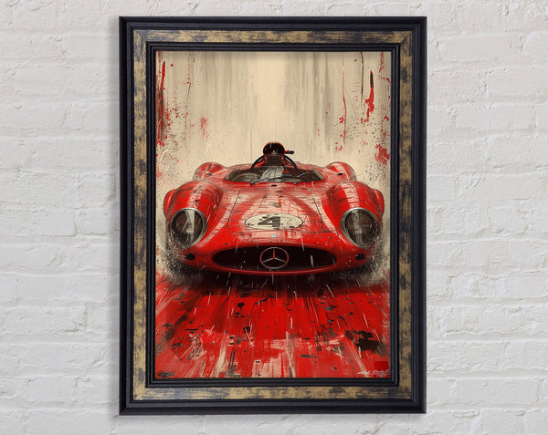 Retro Race Car Red Framed Print