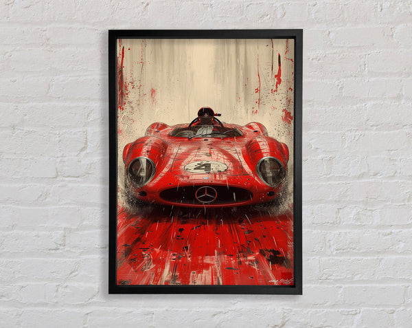 Retro Race Car Red Framed Print