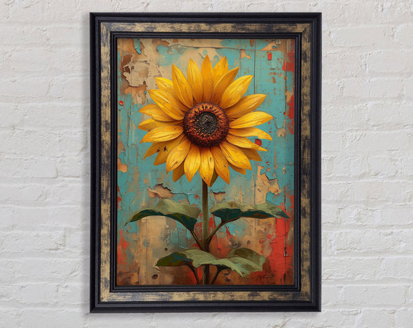 Retro Sunflower Framed Print
