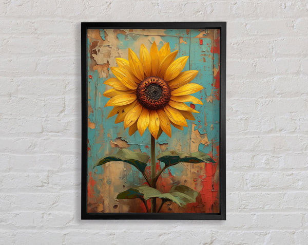 Retro Sunflower Framed Print