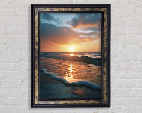 Ripple Waves Sunset Framed Print