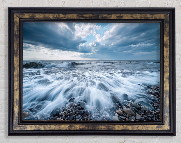 Rocky Beach Waves Framed Print