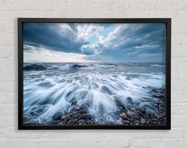 Rocky Beach Waves Framed Print