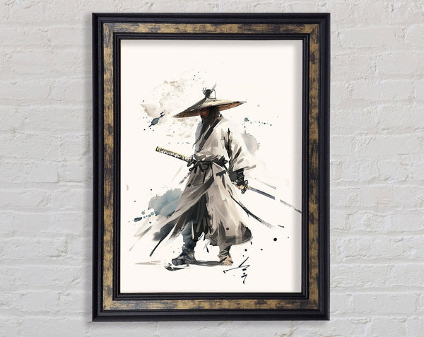 Samurai Watercolour Framed Print