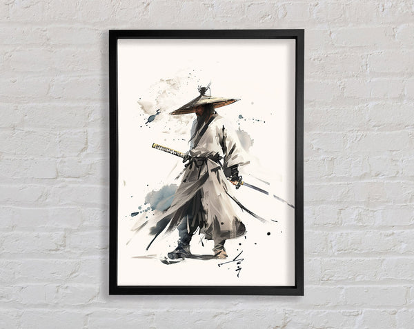 Samurai Watercolour Framed Print