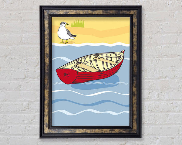 Seagull Boat Sea Framed Print