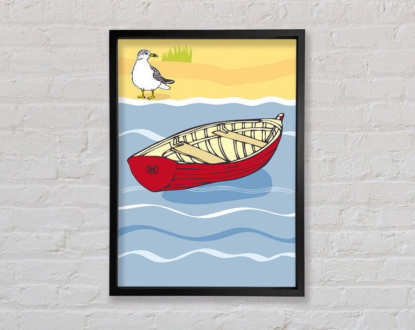 Seagull Boat Sea Framed Print
