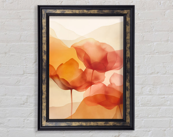 Serene Orange Flowers Framed Print