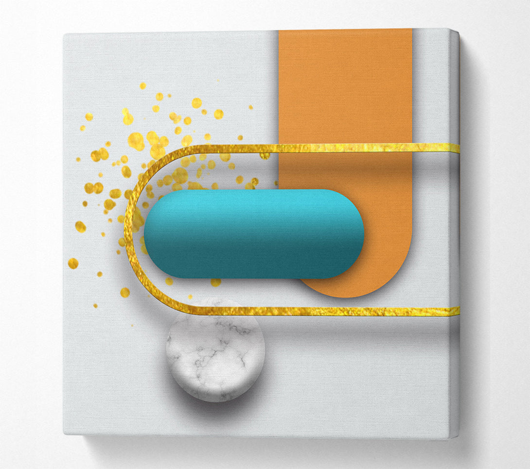  A Canvas Print of Shapes In Blue And Gold Canvas Wall Art