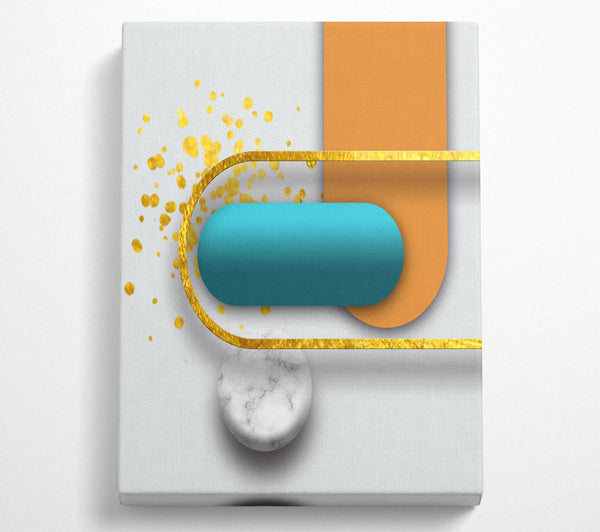  A Canvas Print of Shapes In Blue And Gold Canvas Wall Art