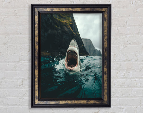 Shark Wih Wide Mouth Framed Print
