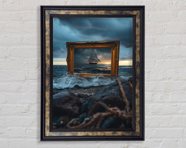 Ship In A Frame Framed Print