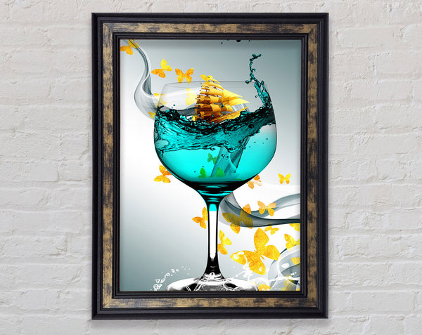 Ship In A Glass Framed Print