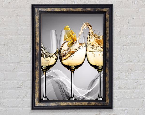 Ship In Wine Glass Framed Print