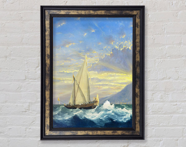Ship Rough Sea Framed Print